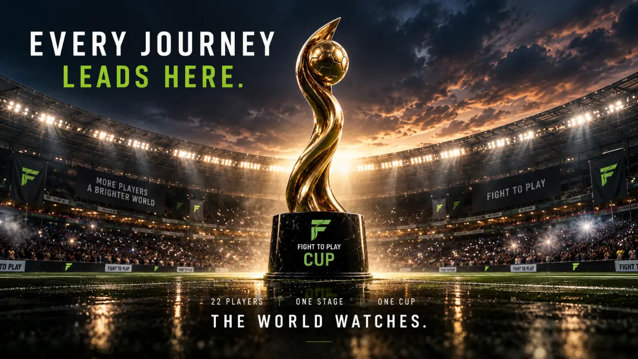 Every journey leads here. The Fight to Play Cup, lit in a full stadium. 22 players, one stage, one cup. The world watches.